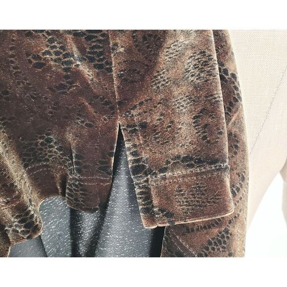 Vintage Chico's Design Top Brown Black Snake Print Velvet Long Sleeve Size 3 XL - Picture 5 of 9